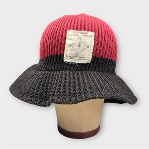Kapital Fisherman Knit Bucket Hat 7-7 1/4 56-57.5cm Black Red Colton Japan Made